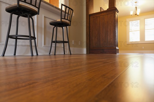 Hardwood floor and kitchen chairs