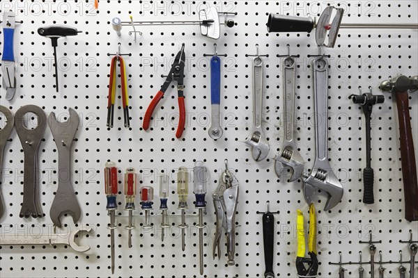 Work tools in bicycle shop