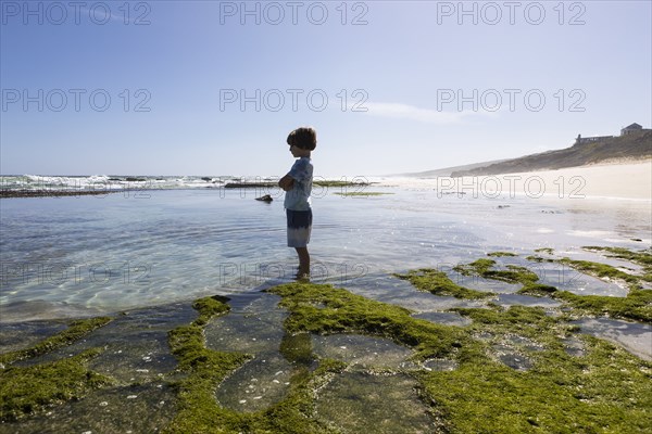 Boy exploring tidal pools