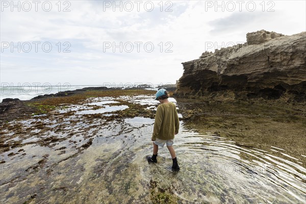Boy exploring tidal pools