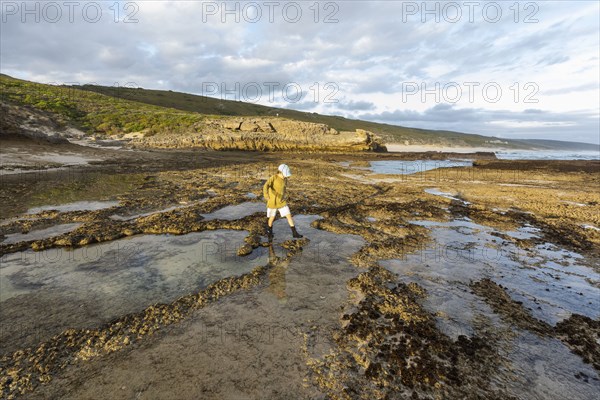 Boy exploring tidal pools