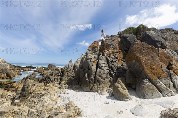 Girl exploring rock formations