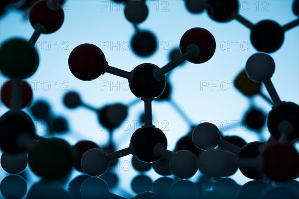 Molecular model against blue background