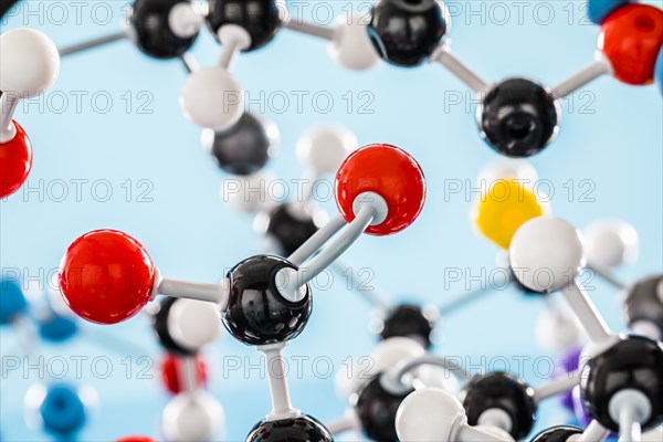 Molecular model against blue background