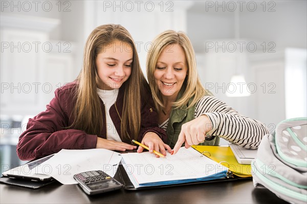 Mother helping daughter