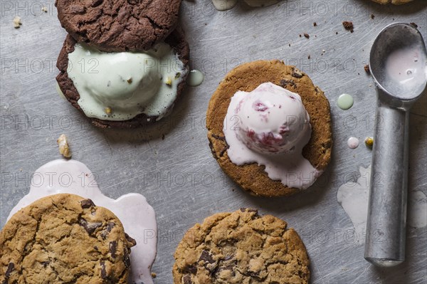 Close-up of homemade ice cream sandwiches