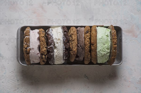 Overhead view of homemade ice cream sandwiches