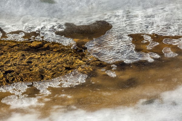 Frozen river surface cracks