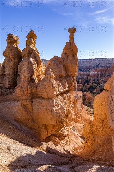 Hoodoo rock formations in canyon