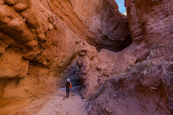 Senior female hiker exploring canyon