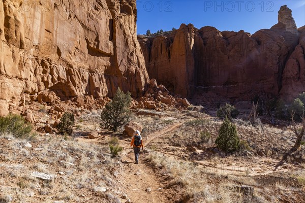 Senior female hiker exploring canyon