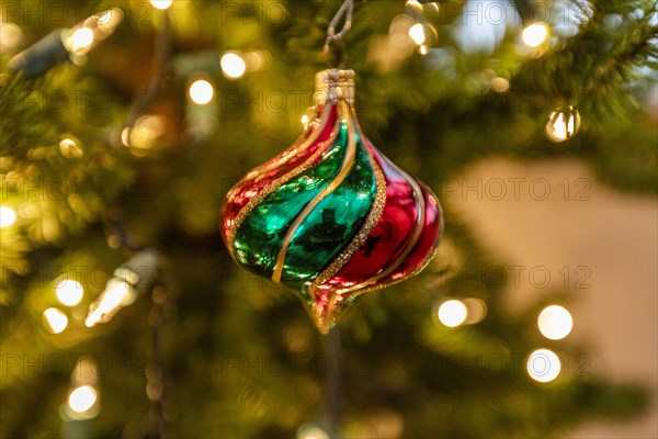 Glass Christmas ornament on Christmas tree