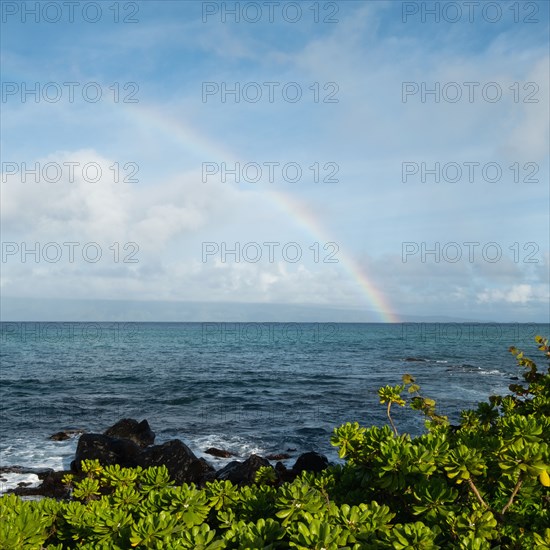 Rainbow on sea horizon