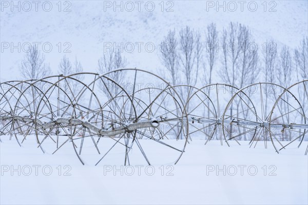 Irrigation equipment in winter field