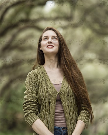 Smiling woman in park