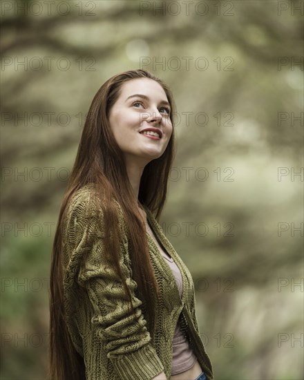 Smiling woman in park