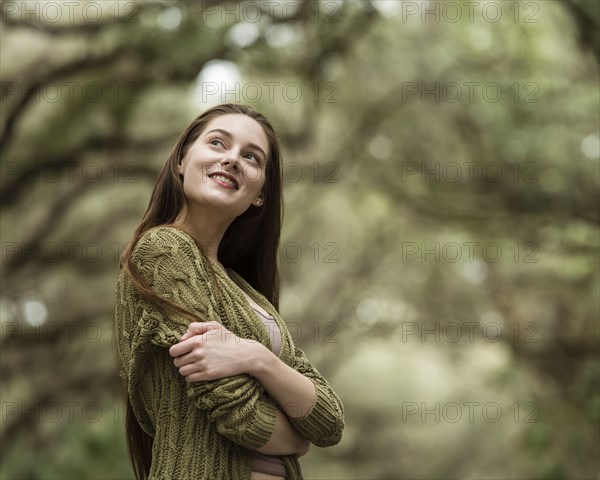 Smiling woman in park