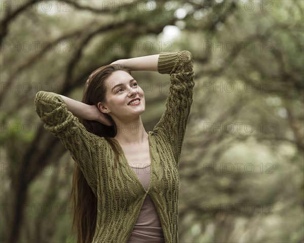 Smiling woman in park