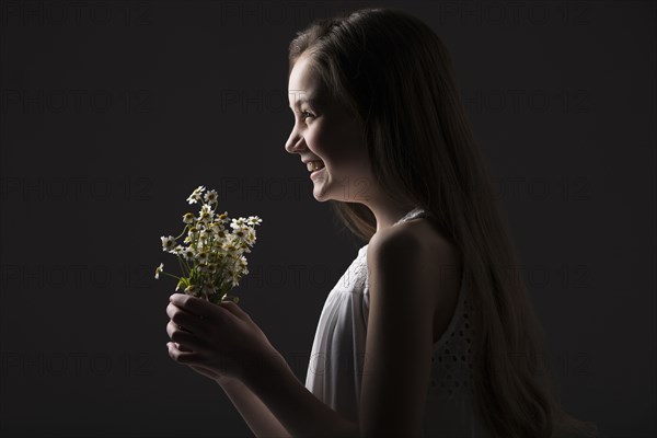 Profile of smiling girl