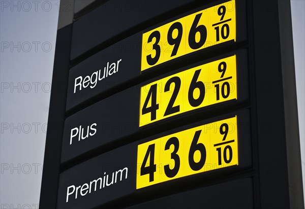 Commercial sign with fuel prices