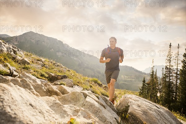 Man jogging in mountains