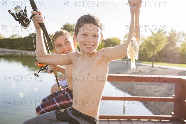 Portrait of smiling shirtless boy