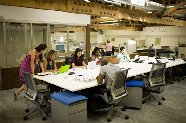 Diverse coworkers in office