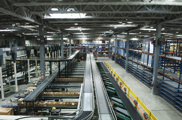 Conveyor belt in distribution warehouse