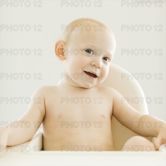 Portrait of shirtless baby boy