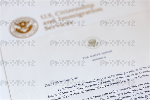 US citizenship welcome letter from President