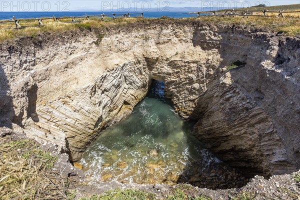 Coastal view and sinkhole near Montana de Oro State Park