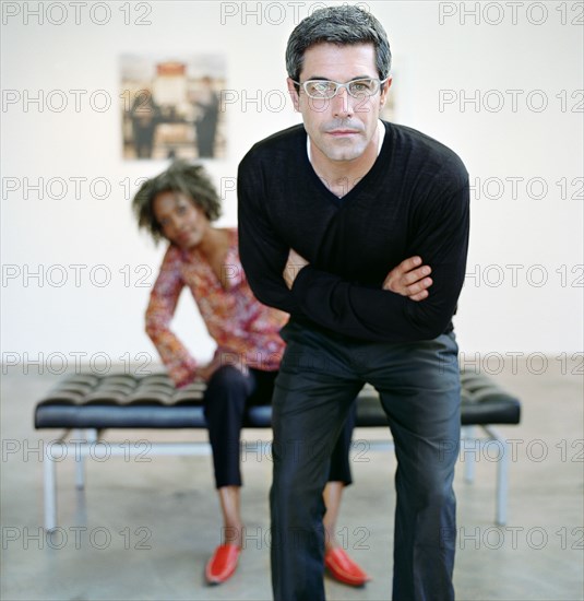 Couple in art gallery