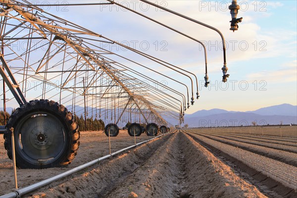 USA, California, Los Angeles, Irrigation equipment in field