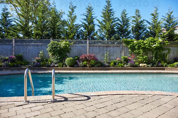 Backyard pool and garden