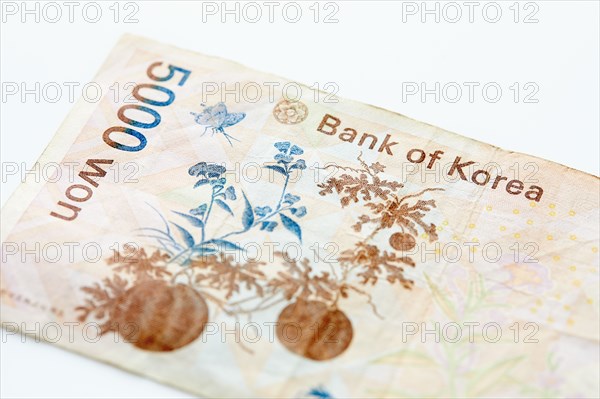 Studio shot of Korean Won banknote