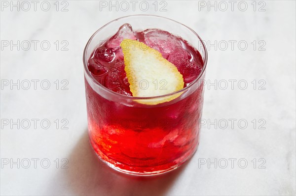High angle view of glass of vodka cocktail