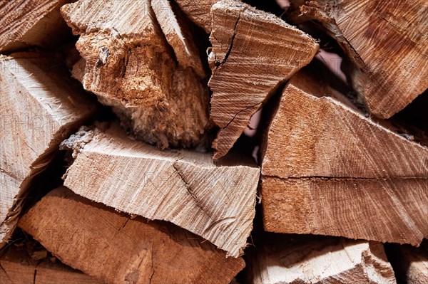 Close-up of stack of firewood