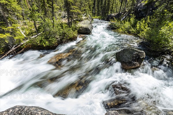 Blurred water of rushing creek near Sun Valley