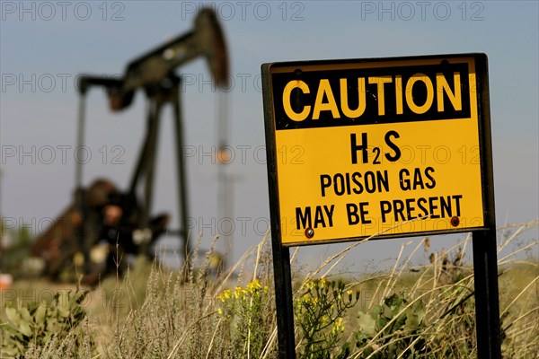 Poison gas sign in oil field