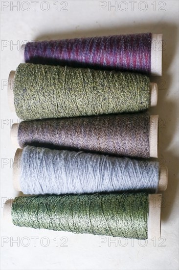 Spools of yarn