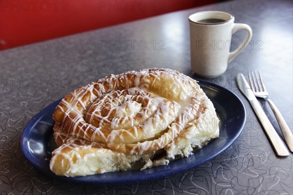 Cinnamon roll on plate