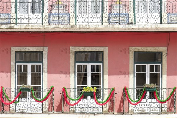 Decorations on balcony of townhouse