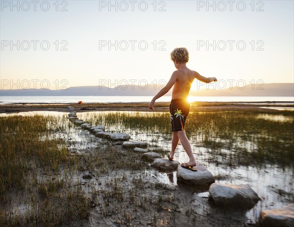 Rear view of boy