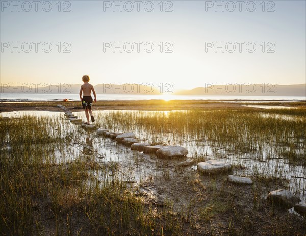 Rear view of boy