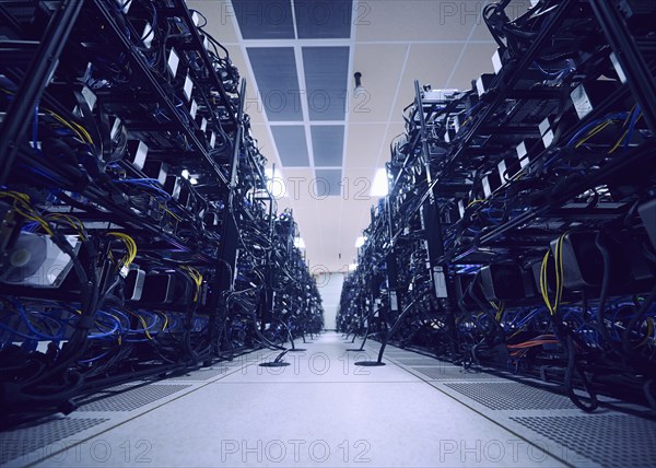 Interior of server room with computer equipment