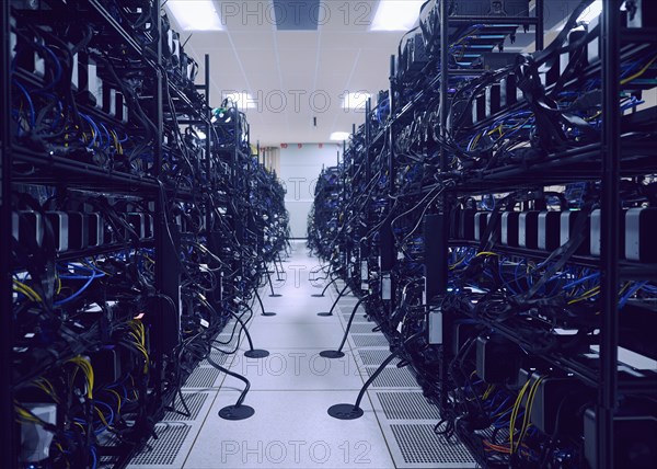 Interior of server room with computer equipment