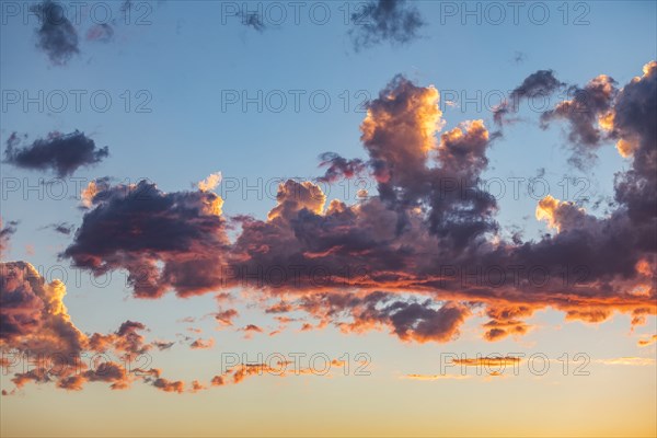 Sky with purple clouds at sunset