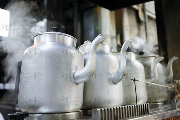 Kettles in old local hookah bar