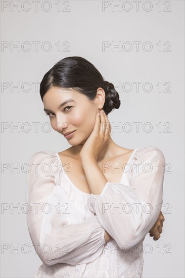 Studio portrait of beautiful woman