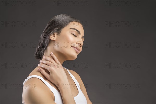 Studio portrait of beautiful woman